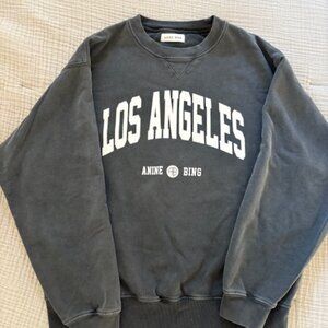Anine Bing Romona Los Angeles Washed Black Sweatshirt Size M